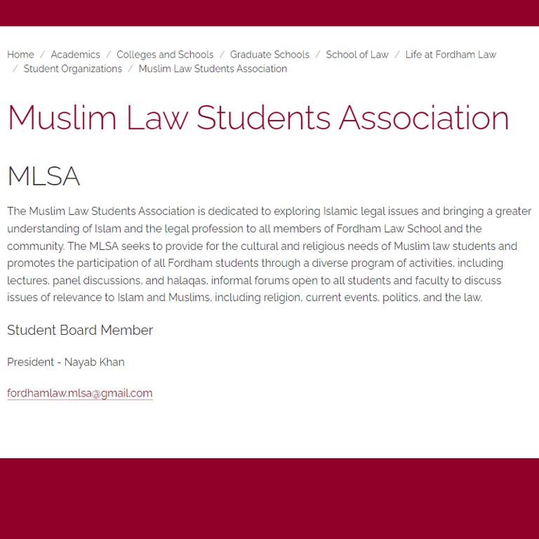 Fordham Muslim Law Students Association - Muslim organization in New York NY