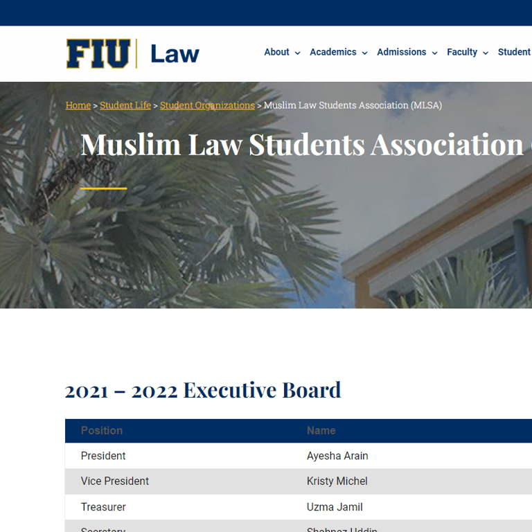 Muslim Law Students Association at FIU Law - Muslim organization in Miami FL
